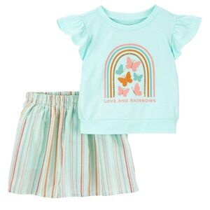 Carter’s 2-Piece Butterflies Flutter Top & Striped Bloomer Skirt Set 18 Months